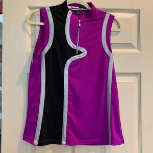 Jamie Sadock Purple/Black Print Golf Top sz M